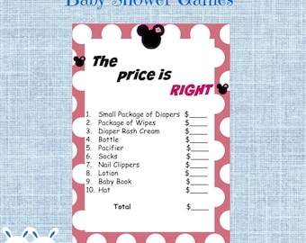 Minnie Mouse Baby Shower The Price is Right Game -Disney Girl Baby Shower Game Price is Right- Instant Download Pink & Minnie Mouse Clipart