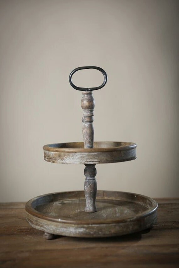 Wood Tiered Tray by RestorationCrown on Etsy