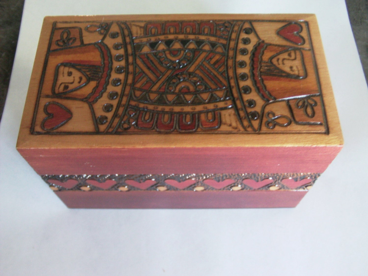 Vintage Wood Box / Playing Card Box / Card Box / Playing Card
