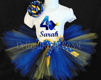 Finding Dory Tutu Set, Finding Dory Birthday Tutu, Dory Birthday, Personalized Tutu, Birthday Tutu, Tutu Set, Personalized Birthday Tutu