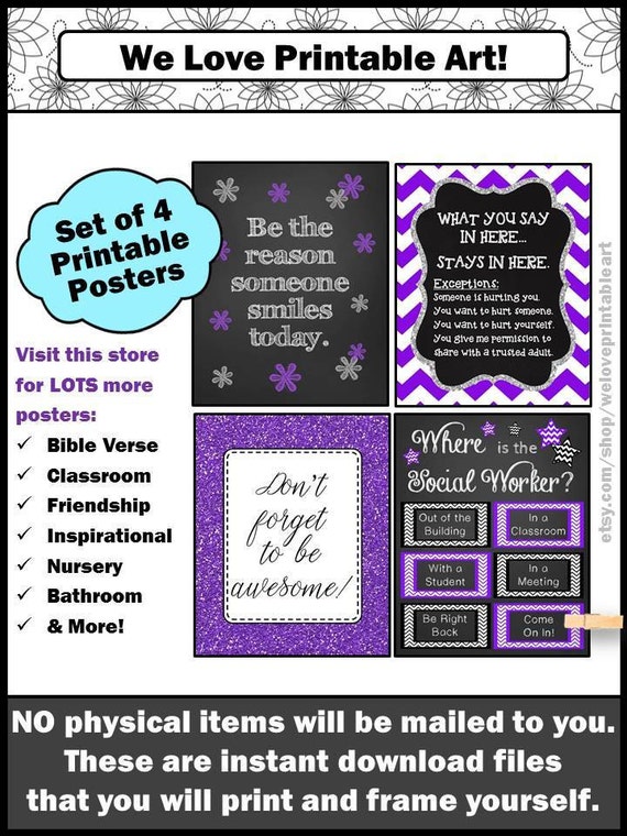 School Social Worker Gift Printable Posters Social Work
