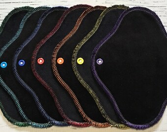Set of 7) 8" bamboo velour cloth panty liners