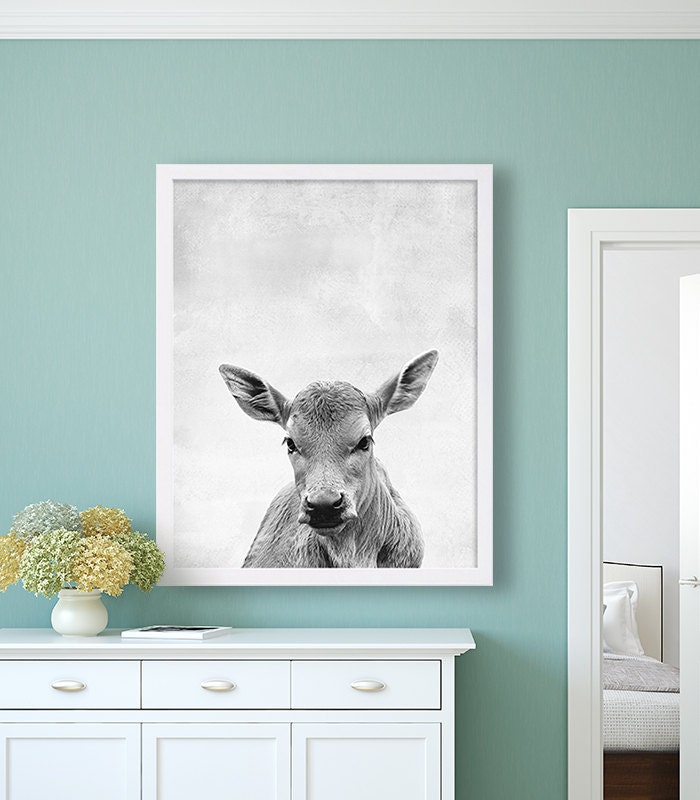 Extra Large Poster Cow Animal Print Black And White Art Grey Decor Living Room Family Farm Animals Extra Large Prints Poster Modern