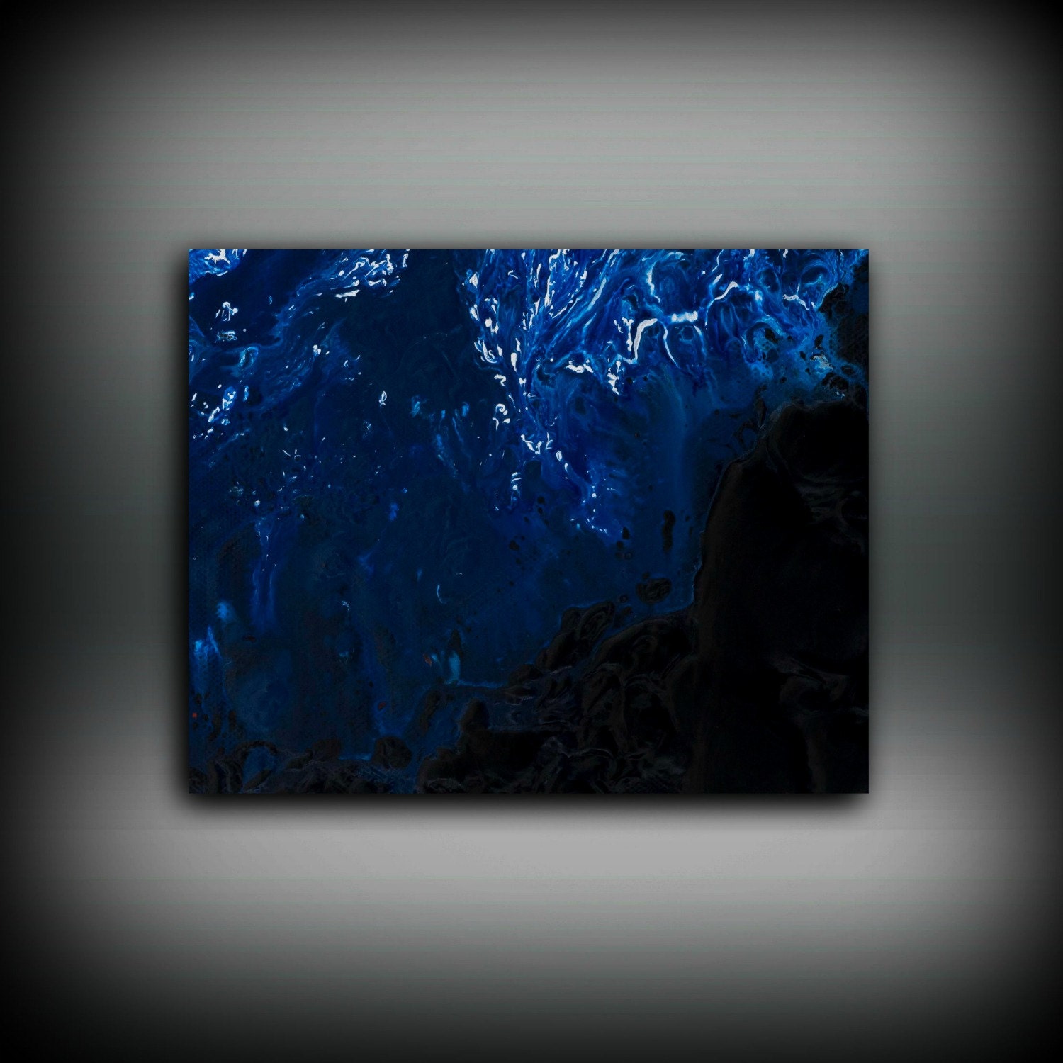 Black and Blue Art, Wall Art Prints, Blue Painting, Fine