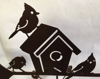 Metal Bird House Wind Vane, Garden Decor, Garden Art,