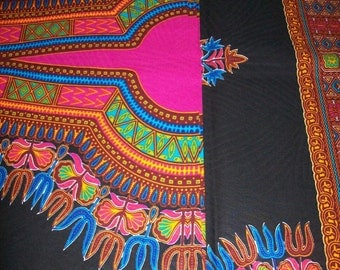 Black and Pink dashiki fabric per panel 2 yards each/ Dashiki/ Black Angelina/ Dashiki clothing/Kitenge/ White Java print/ African dashiki
