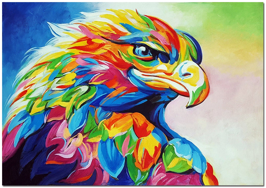 Hand Painted Impressionist Eagle Painting On Canvas Modern