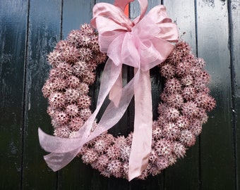 Summer Wreath - Door wreath - Pink wreath - seed pod wreath in dusky pink purple - Door decor - Natural wreath -