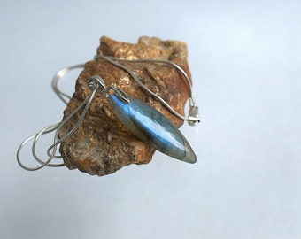 Sodalite pendant blue gemstone silver wire wrapped by SAGaStone