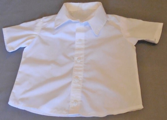 Baby Boy's white button down short sleeve by CuppyCakeClothing