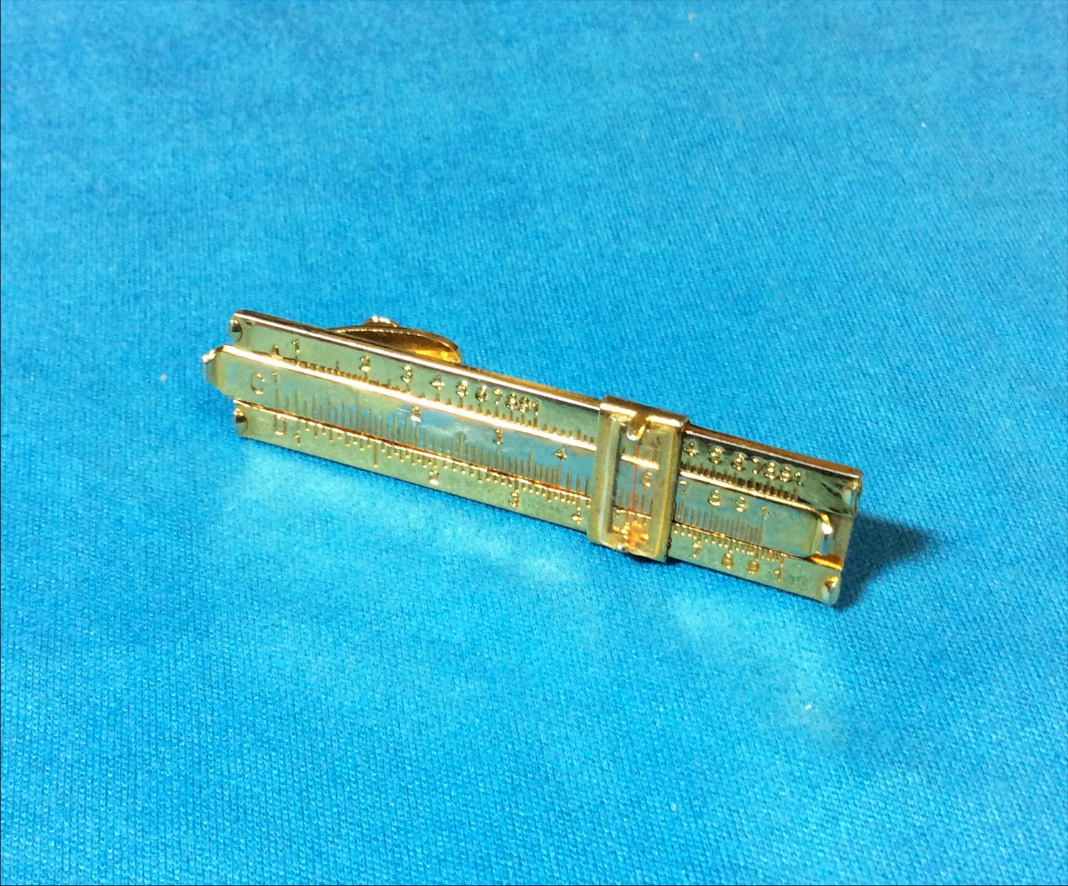 Slide Rule Tie Clip Engineer Tie Clasp Vernon Tie Tack gold