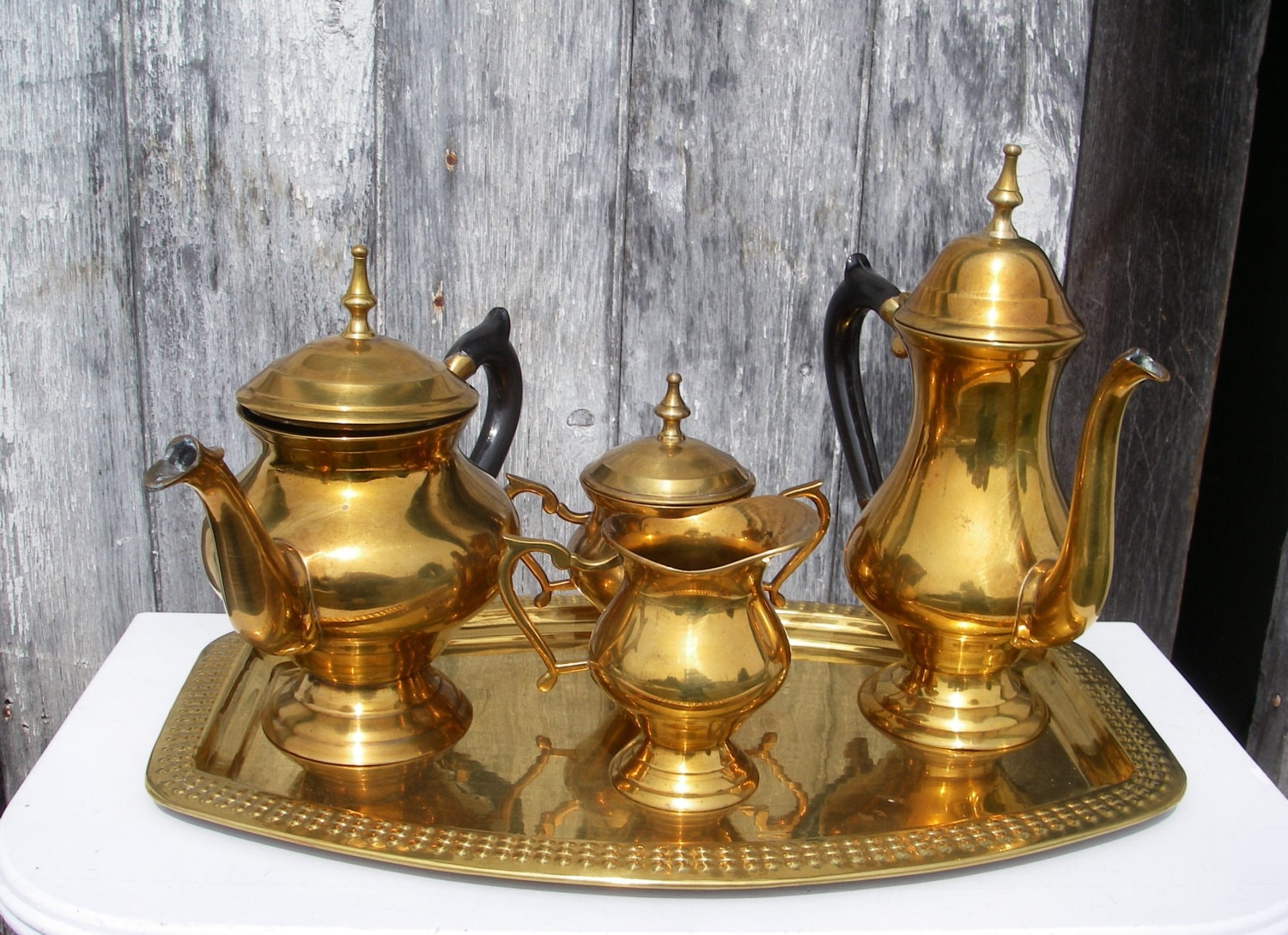 Vintage Brass Tea and Coffee Serving Set Handmade In India