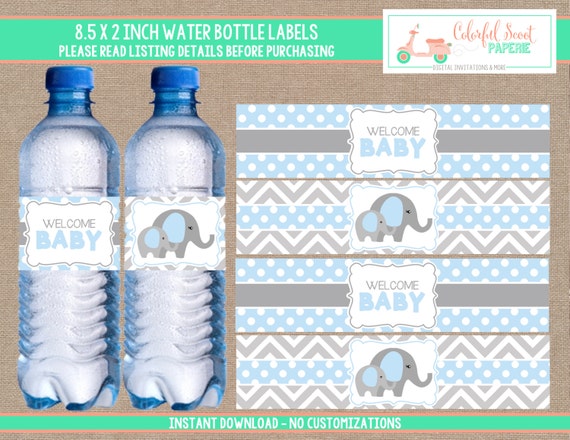 shower invitation baby list Baby Labels Shower Elephant Bottle Water Elephant Water