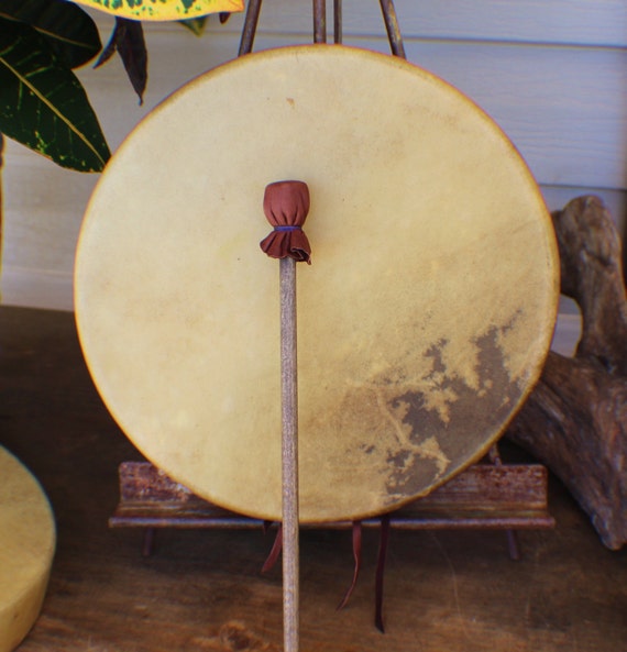 12" Elk Hide Hand Drum Native American Made William Lattie Cherokee