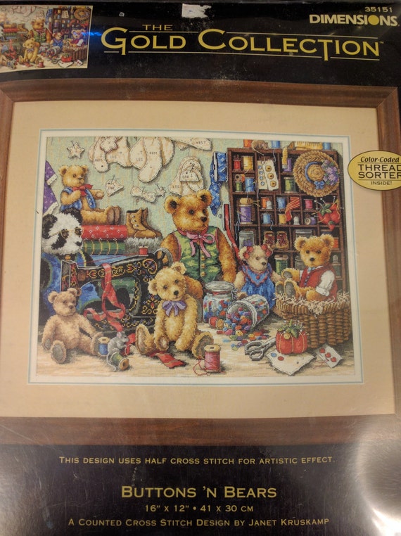 BUTTONS 'N BEARS Counted Cross Stitch Kit The Gold