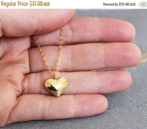 ON SALE Gold heart necklace, Gold heart pendant necklace, Small heart