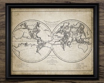 Vintage World Map Print - World Map Decor - World Map Wall Art - World Map Design - Printable Art - Single Print #585 - INSTANT DOWNLOAD