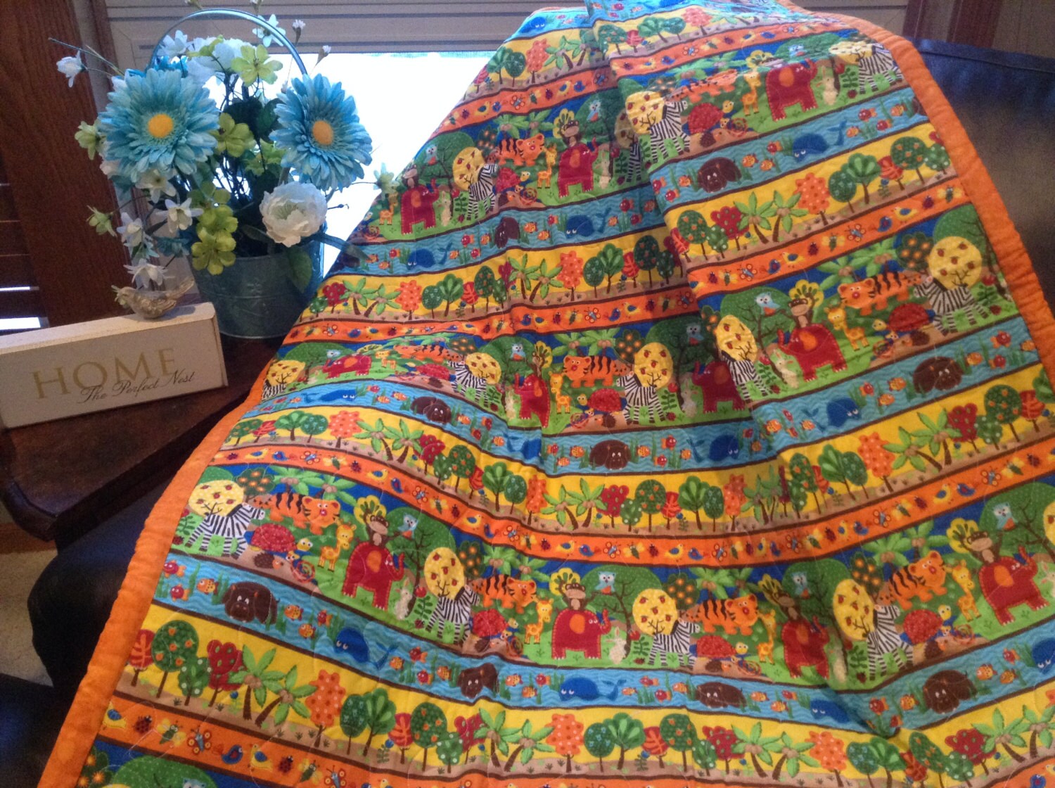 Baby Quilt Animal Print Quilt Orange Baby Quilt Baby