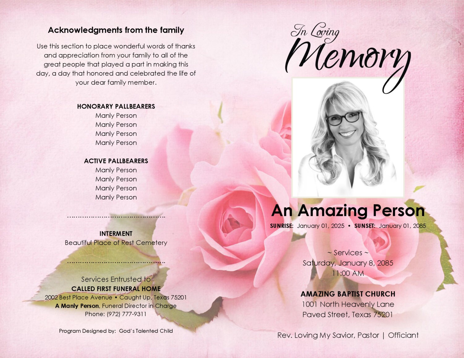 obituary templates for microsoft word