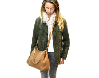 Sale!!! Leather crossbody bag, Medium Leather shoulder bag, Distressed brown.