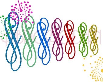 Machine Embroidery Design, border flourish embellshment, swirl, 7 sizes