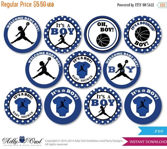 Basketball Jordan Cupcake Toppers for Baby by adlyowlpartyprints