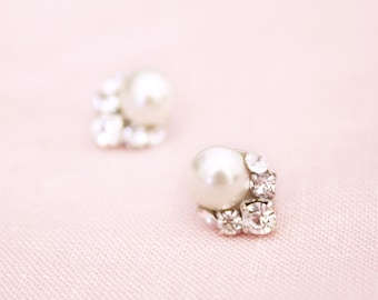 Celestial Pearl Cluster Earrings, Studs, Wedding Earrings, Bridal Earrings, Cluster Earrings, Crystal Earrings, Pearl Earrings, Pearl Studs