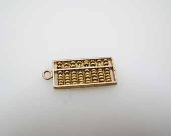 Cute 10k Yellow Gold Abacus Charm or Pendant with Moveable Beads