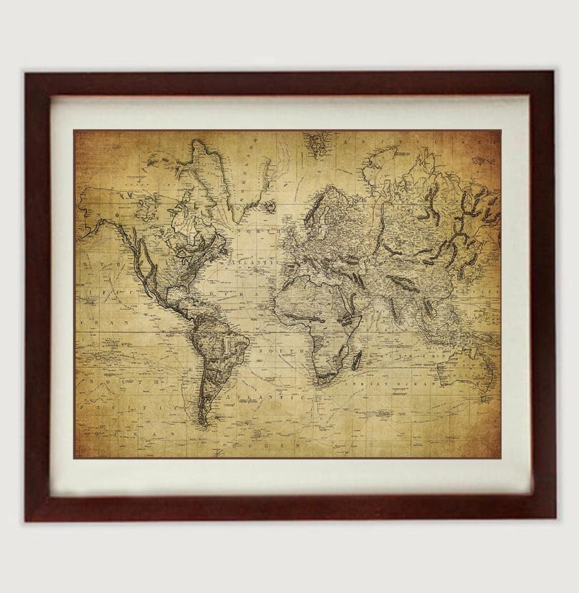 Old World Map Print Art Print Parchment Paper Ancient