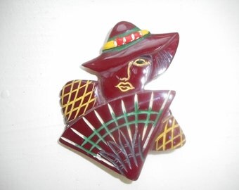 Fabulous Mid-Century Carved Bakelite Brooch