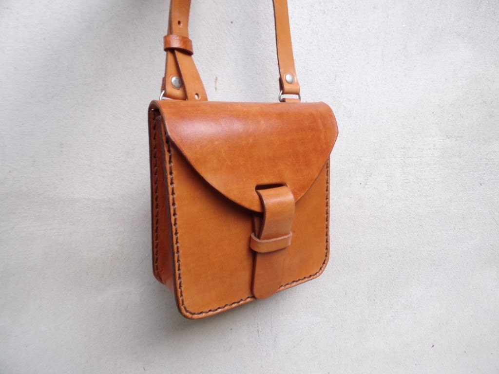 Leather crossbody bag small. Handmade leather bag. With