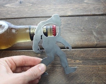 Sasquatch Metal Bottle Opener Yeti Bigfoot Rustic Steel Recycled Metal Industrial Travel Gift, wedding favor, Party gift, beer opener