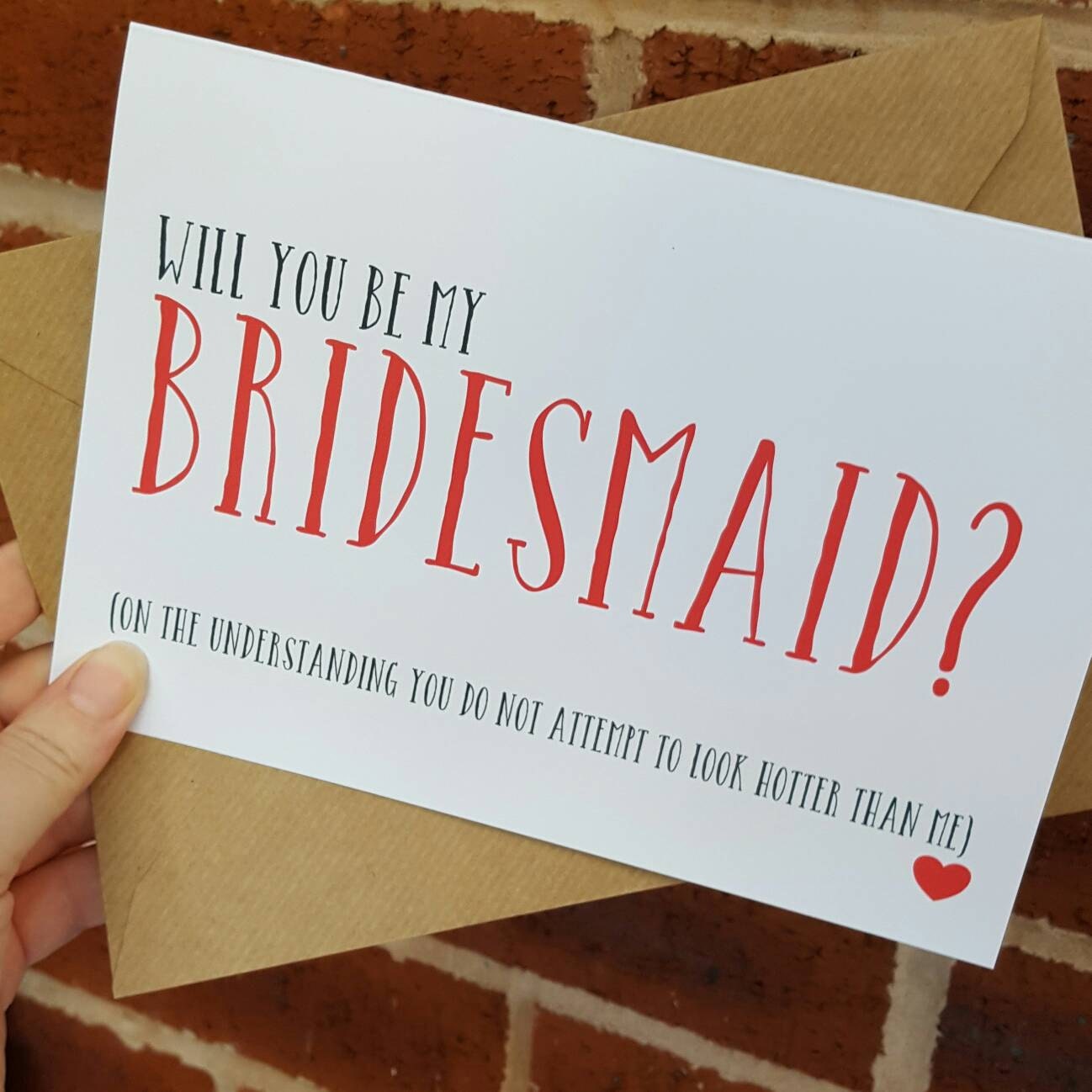 Funny Will you be my Bridesmaid card Wedding Day