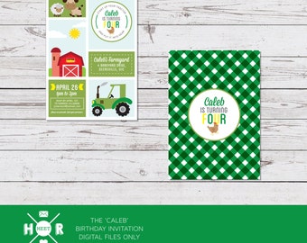 Printable - The 'Caleb' Farmyard Birthday Invitation | Baby Shower | Barnyard | Tractor | Farm | John Deere