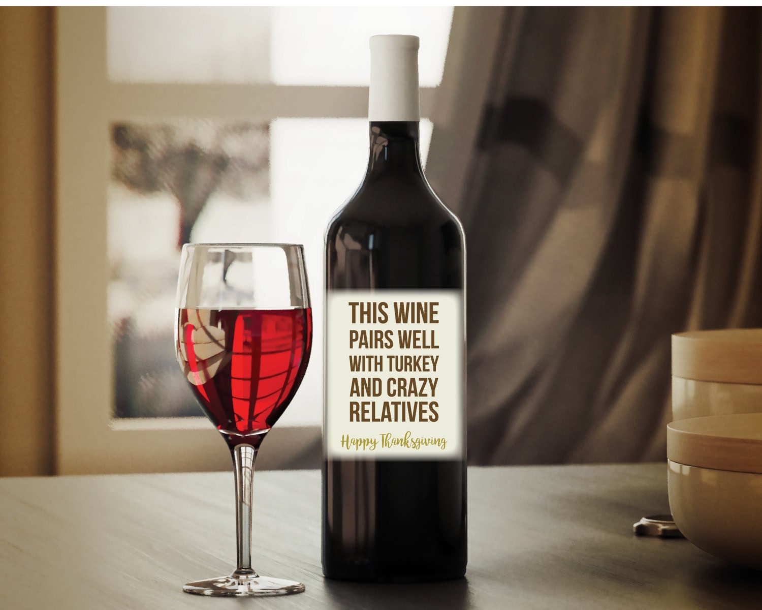 thanksgiving wine labels party favour crazy relatives