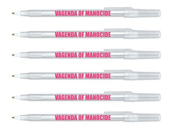VAGENDA OF MANOCIDE Clear Sparkle Pink Feminist Pen Set - 6 Pens feminism