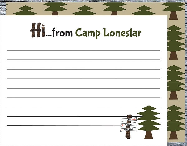 Boys Summer Camp Stationery Personalized Hi From Camp