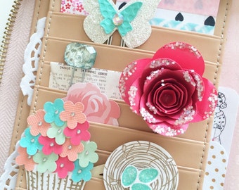 Planner accessories, planner pockets, planner clips, planner paperclips, Spring Garden Collection