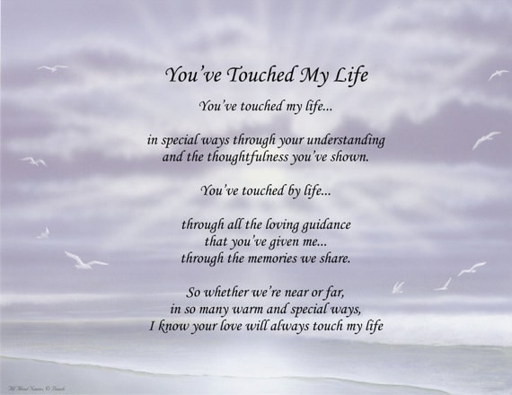 Personalized Poem You've Touched My Life by InspirationCraftsEtc