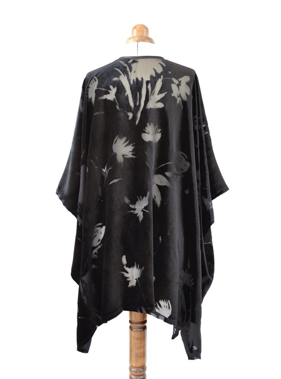 Black Velvet Kimono Silk Kimono Jacket Evening Jacket Plus