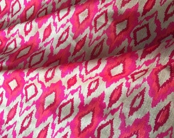 30% SALE Handloom Silk Fabric, Beige Silk Ikat Print,Dress Silk Fabric,Indian Silk By Yard,Tussah Silk ,Indian Block Print Fabric