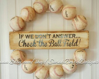 Baseball Wreath - Made with REAL baseballs!!! Coach's Gifts - Baseball Decor - Softball - MLB - Check the Ballfield - Team Wreath - Baseball