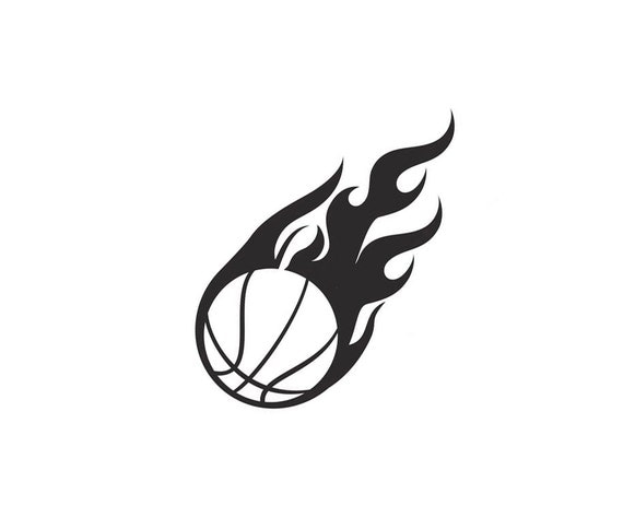 Basketball with Flames Di Cut Decal