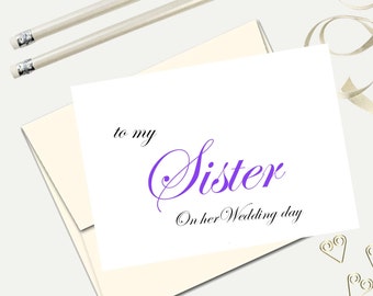 To my sister on her wedding day, wedding card for sister, wedding gift for sister, wedding thank you cards, wedding day cards