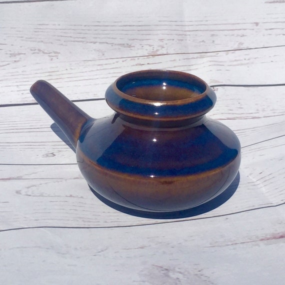 Blue Ceramic Neti Pot Allergy Relief  Bpa and Lead by 