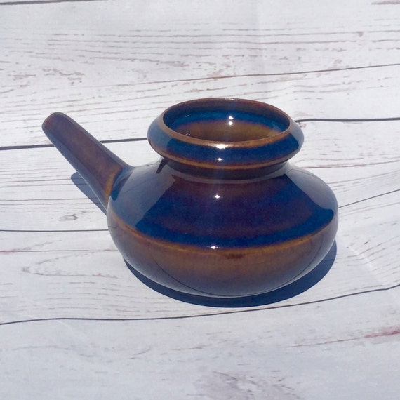 Blue Ceramic Neti  Pot  Allergy  Relief  Bpa and Lead by 