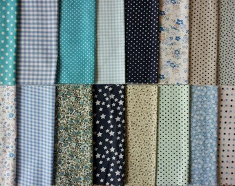 16 Patchwork Quilting FABRIC SQUARES 100% COTTON 20 x 25cm
