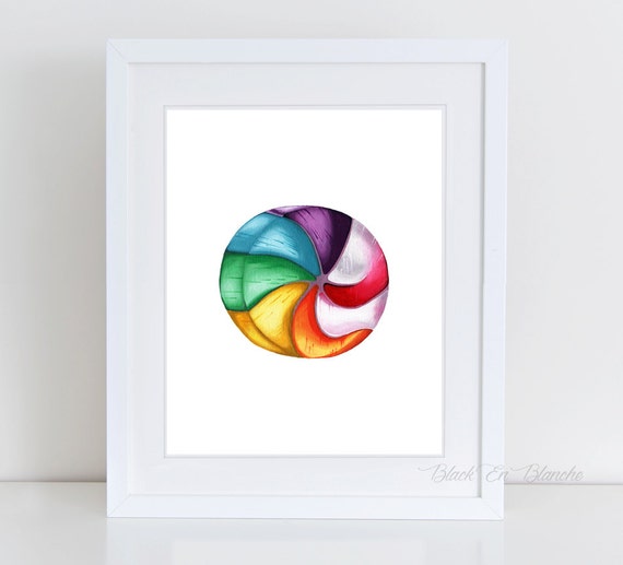 Rainbow Candy Swirl Art Print / Candy / Hard by BlackEnBlanche