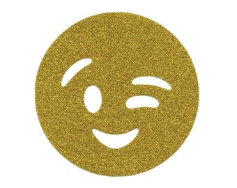 WINKING FACE EMOJI Iron On Design, Winking Face Emoticon, Custom Emoji Clothing, Emoji Bags and Accessories, Emoji Costume