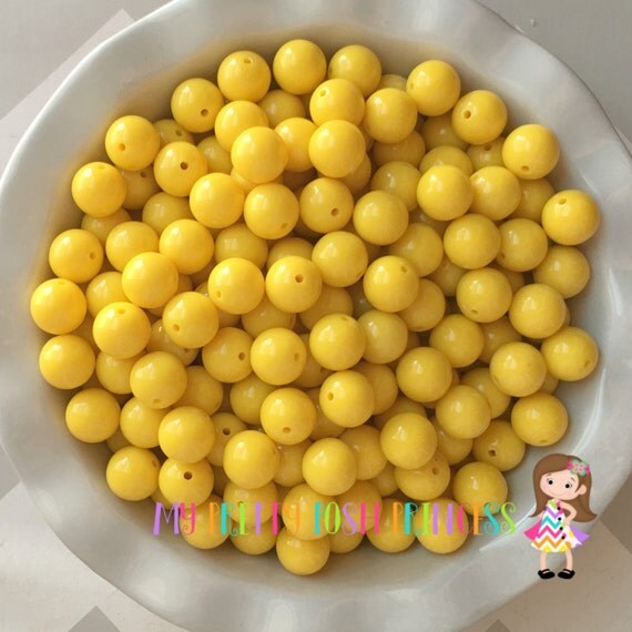 16mm Yellow Chunky Bubble Gum Bead Solids Choose How Many